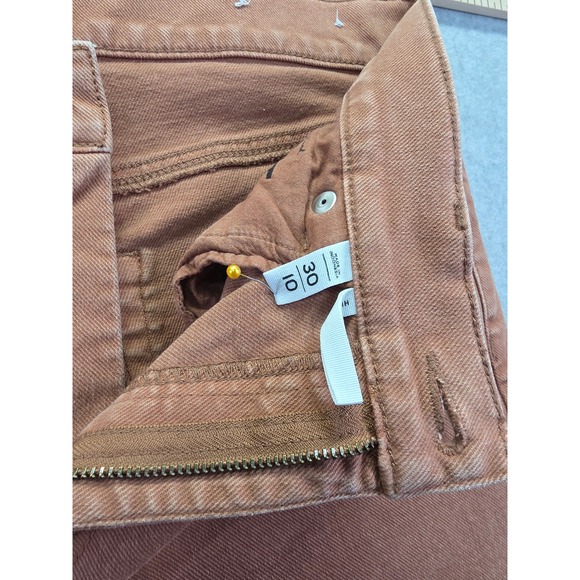 LOFT Kick Crop Jeans Terracotta Brown High Rise Raw Hem Flare Pants Womens 30/10 - Picture 9 of 16